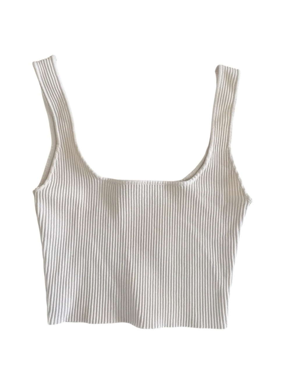 Glassons Cream Ribbed Square Neck Crop Tank